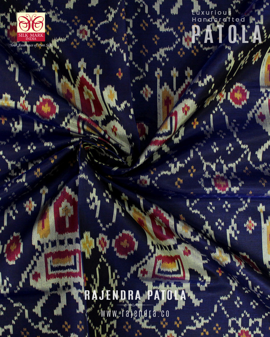Traditional Elephant Motif Single Ikat Rajkot Patola Saree