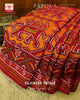 Exclusive Elephant Motif Orange Semi Double Weave Rajkot Patola Saree