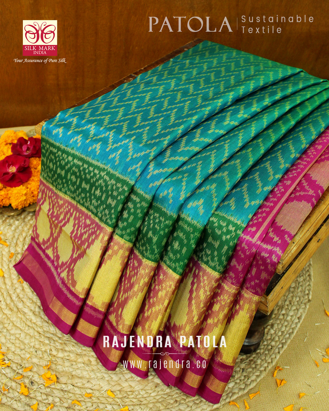 Exclusive Laheriya Bhat Single Ikat Rajkot Patola Saree