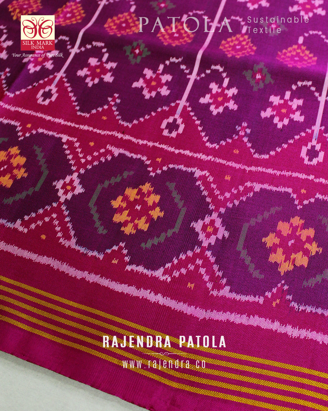 Exclusive Laheriya Skirt Border Semi Double Weave Rajkot Patola Saree