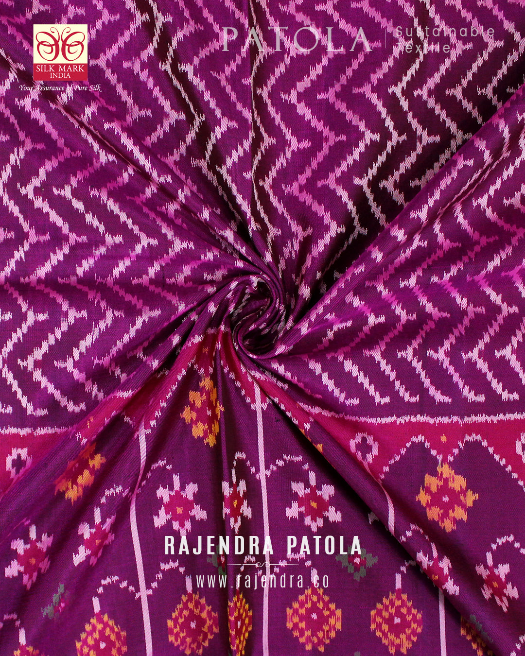 Exclusive Laheriya Skirt Border Semi Double Weave Rajkot Patola Saree
