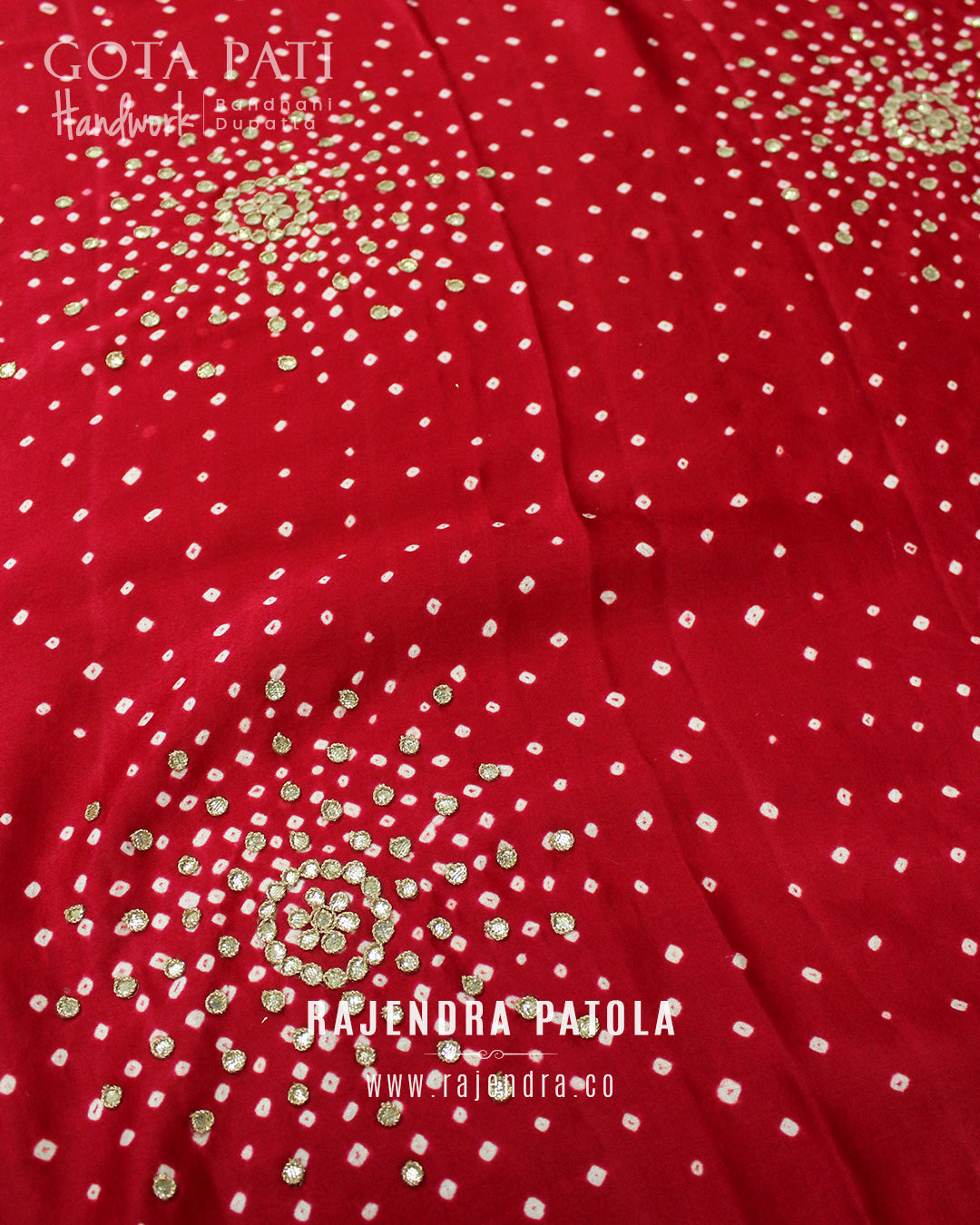 Exclusive Gota Pati Handwork Gaji Silk Bandhani Dupatta