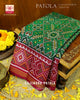 Traditional Vohra Gaji Design Rani Green Semi Double Weave Rajkot Patola Saree