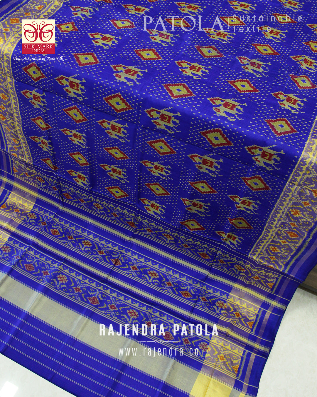 Traditional Hathi Chanda Bhat Single Ikat Rajkot Patola Saree