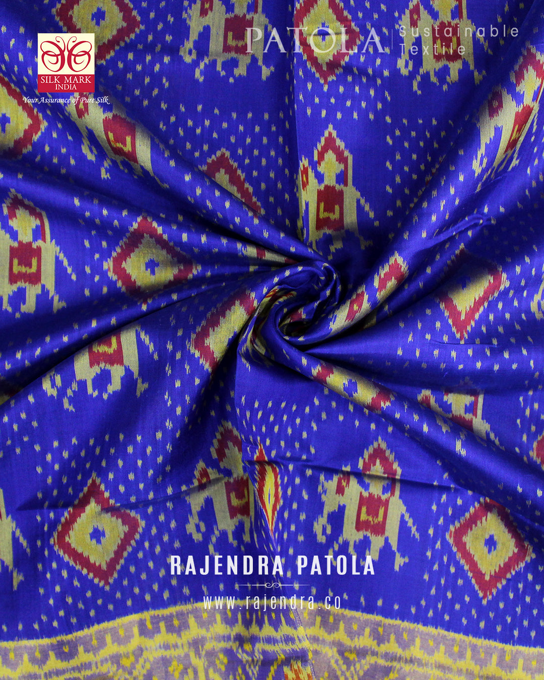 Traditional Hathi Chanda Bhat Single Ikat Rajkot Patola Saree