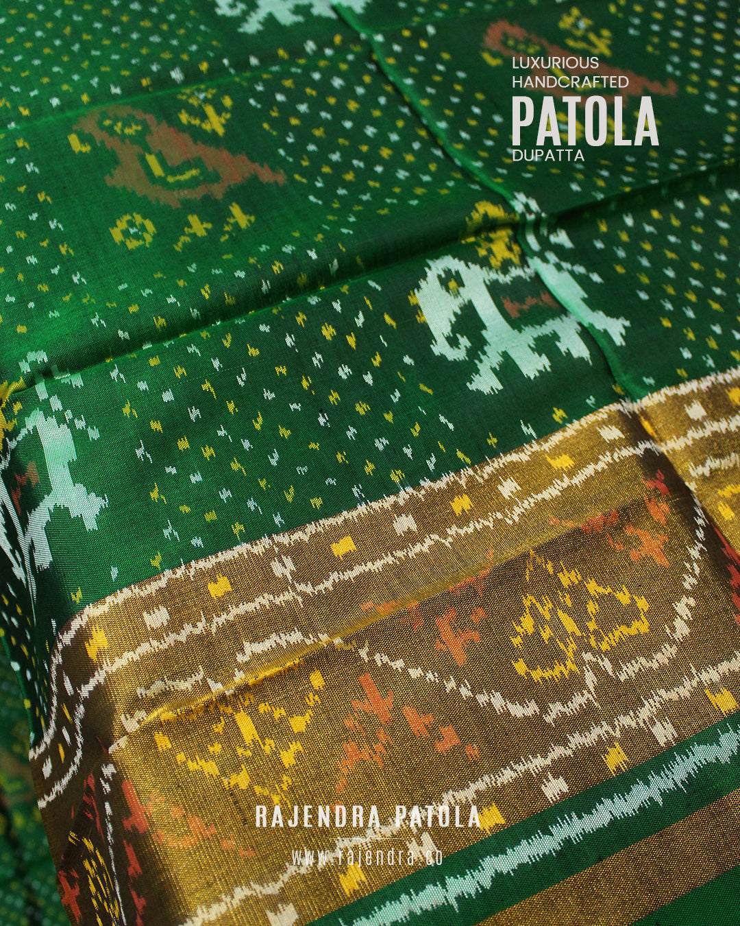 Traditional Hathi Chanda Design Single Ikat Rajkot Patola Dupatta