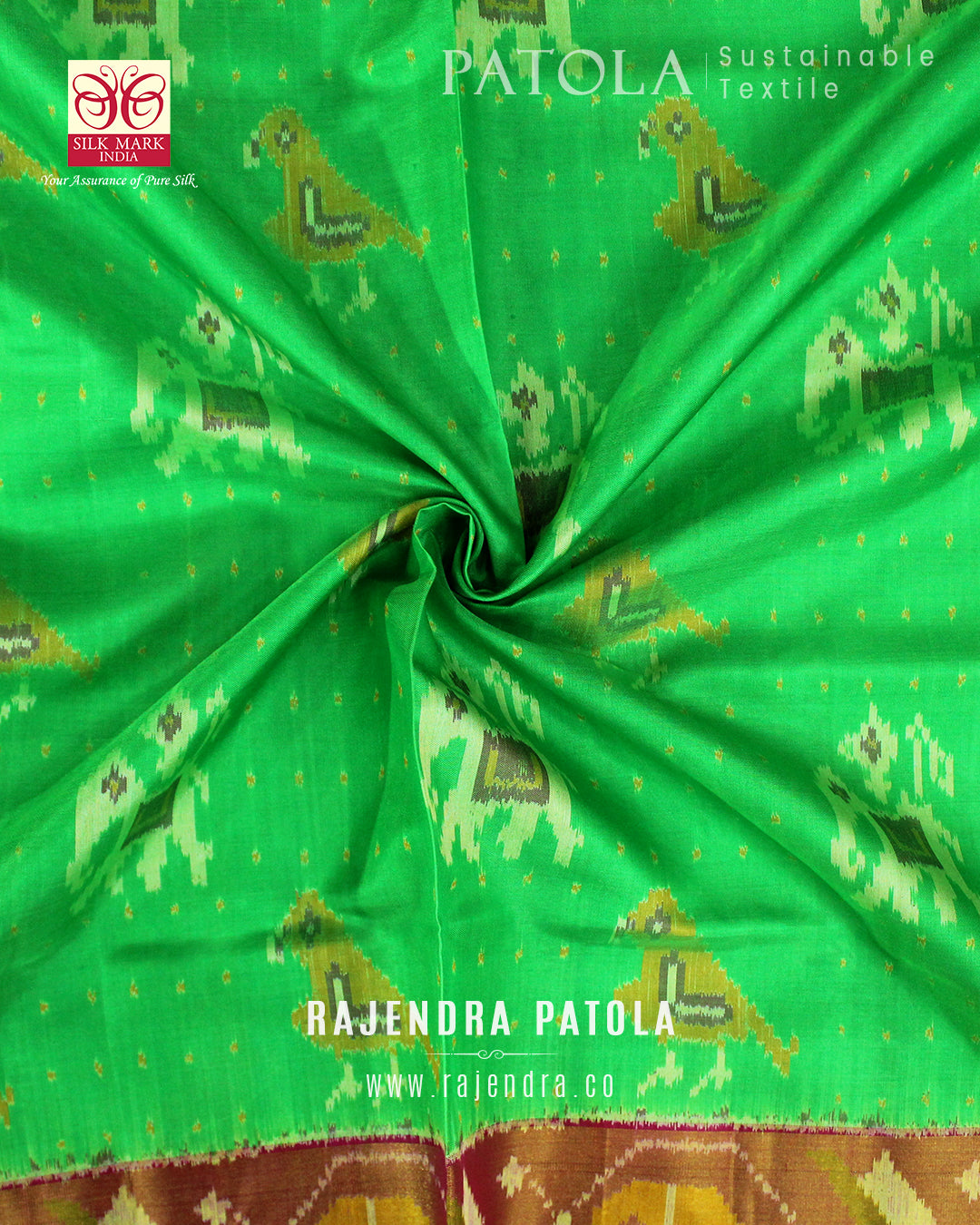 Traditional Hathi Popat Bandhani Bhat Single Ikat Rajkot Patola Saree