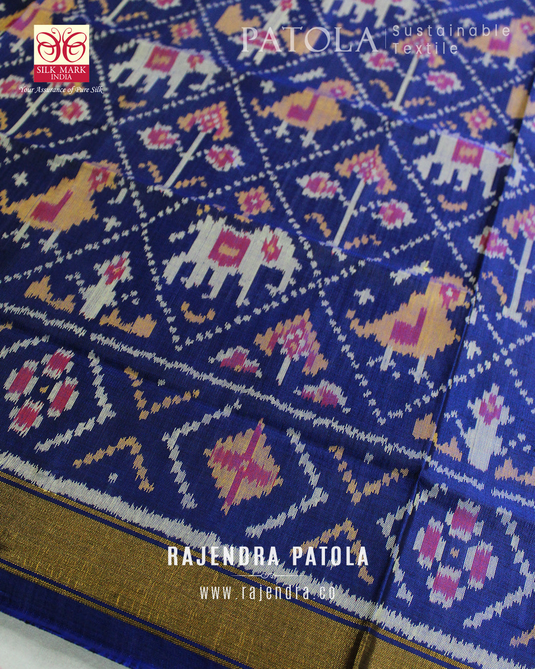 Traditional Hathi Popat Bhat Single Ikat Rajkot Patola Dupatta