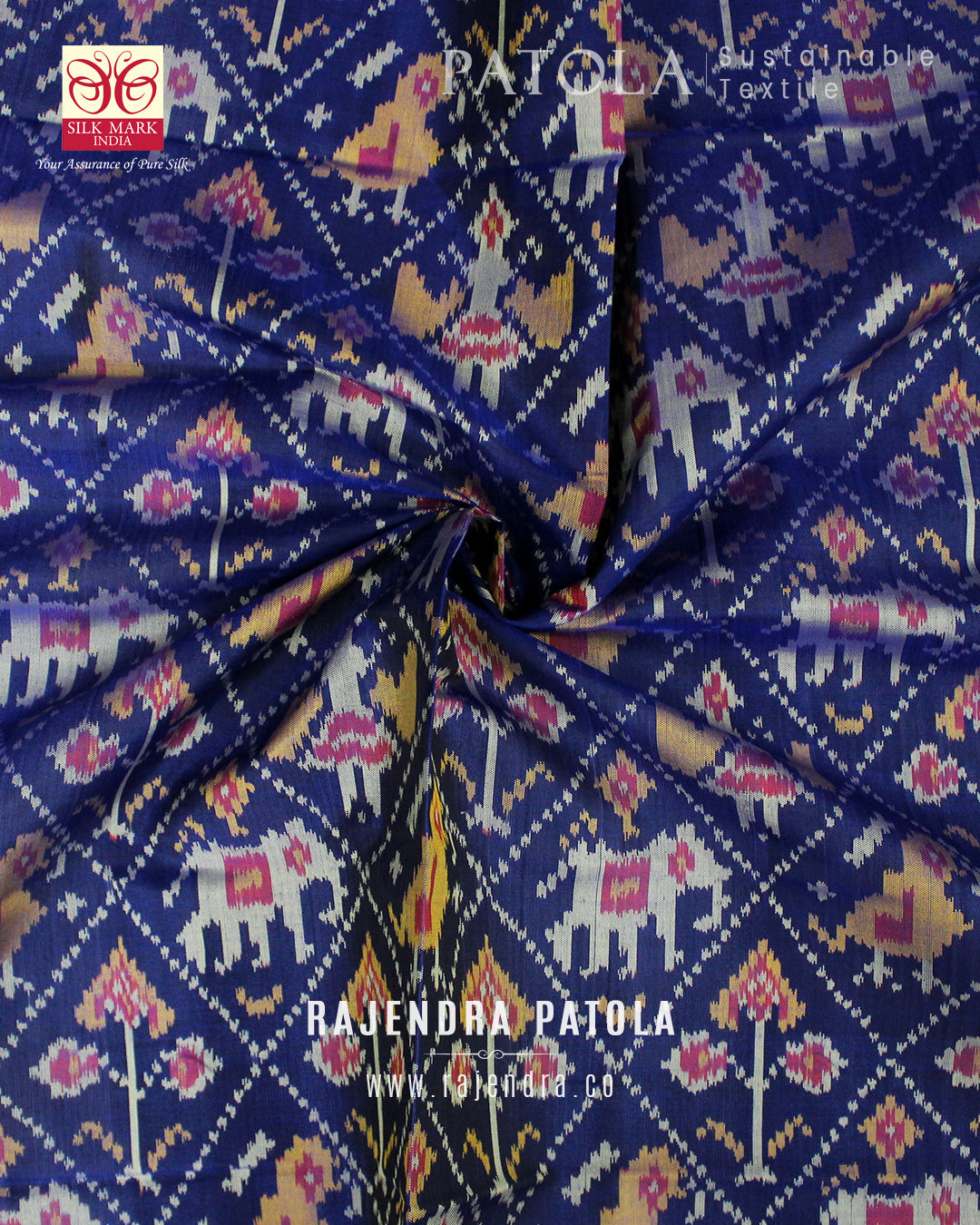 Traditional Hathi Popat Bhat Single Ikat Rajkot Patola Dupatta