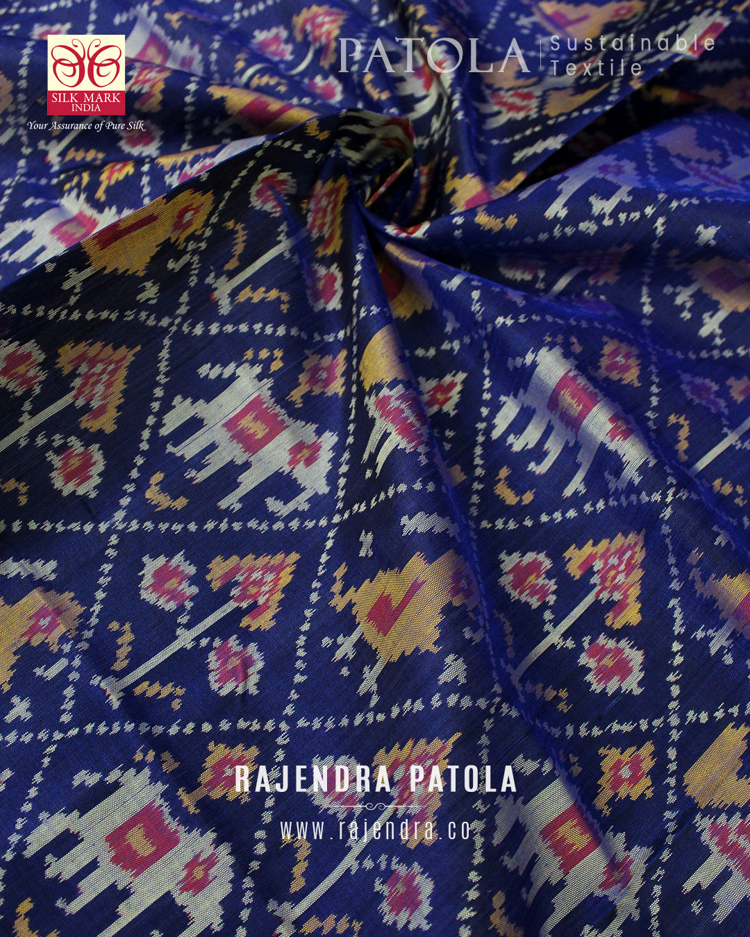 Traditional Hathi Popat Bhat Single Ikat Rajkot Patola Dupatta