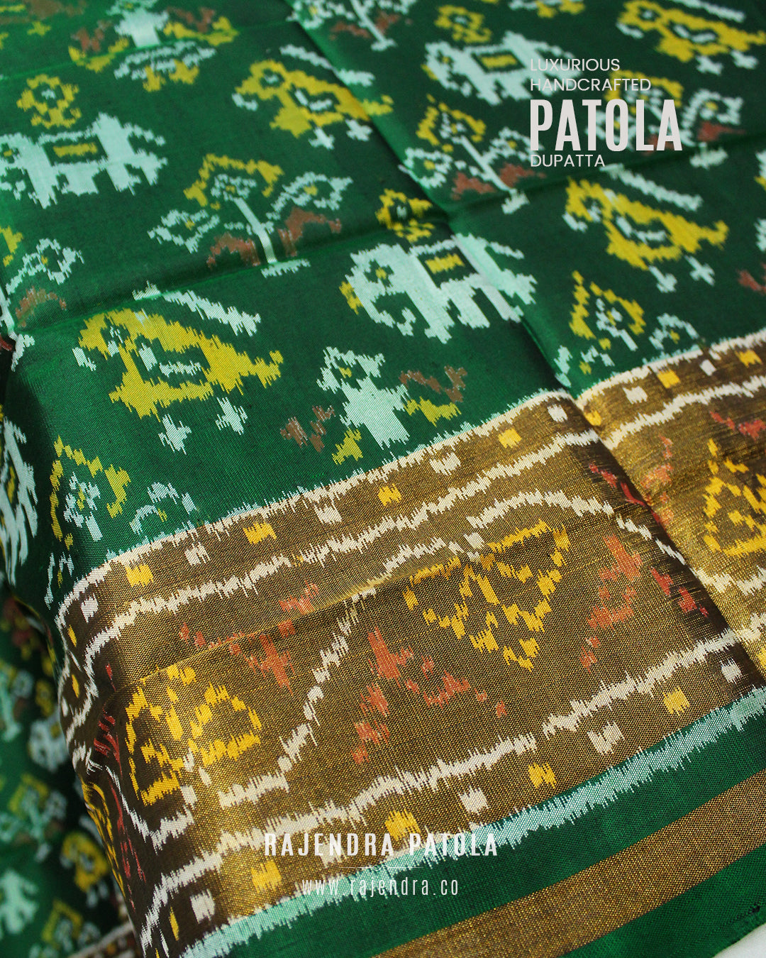 Traditional Hathi Popat Design Single Ikat Rajkot Patola Dupatta