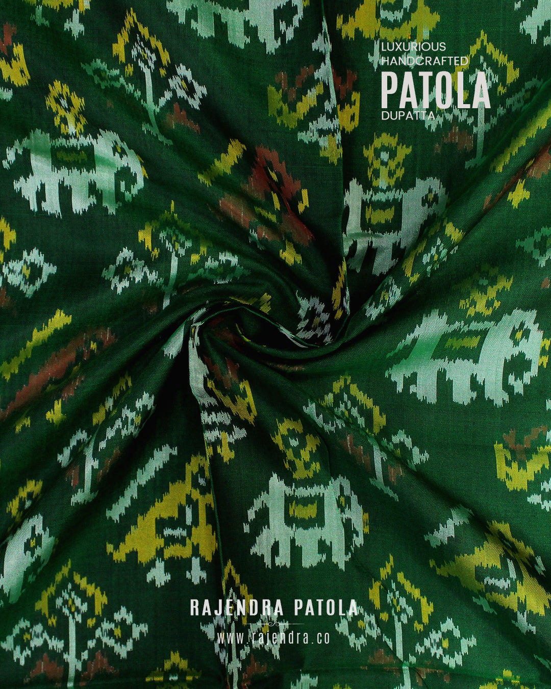 Traditional Hathi Popat Design Single Ikat Rajkot Patola Dupatta