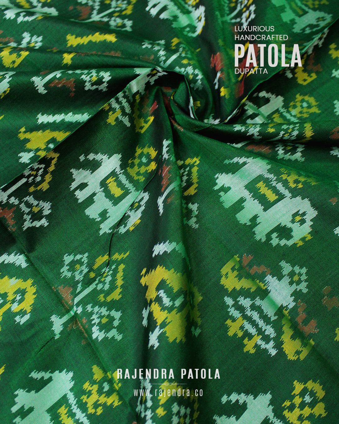 Traditional Hathi Popat Design Single Ikat Rajkot Patola Dupatta