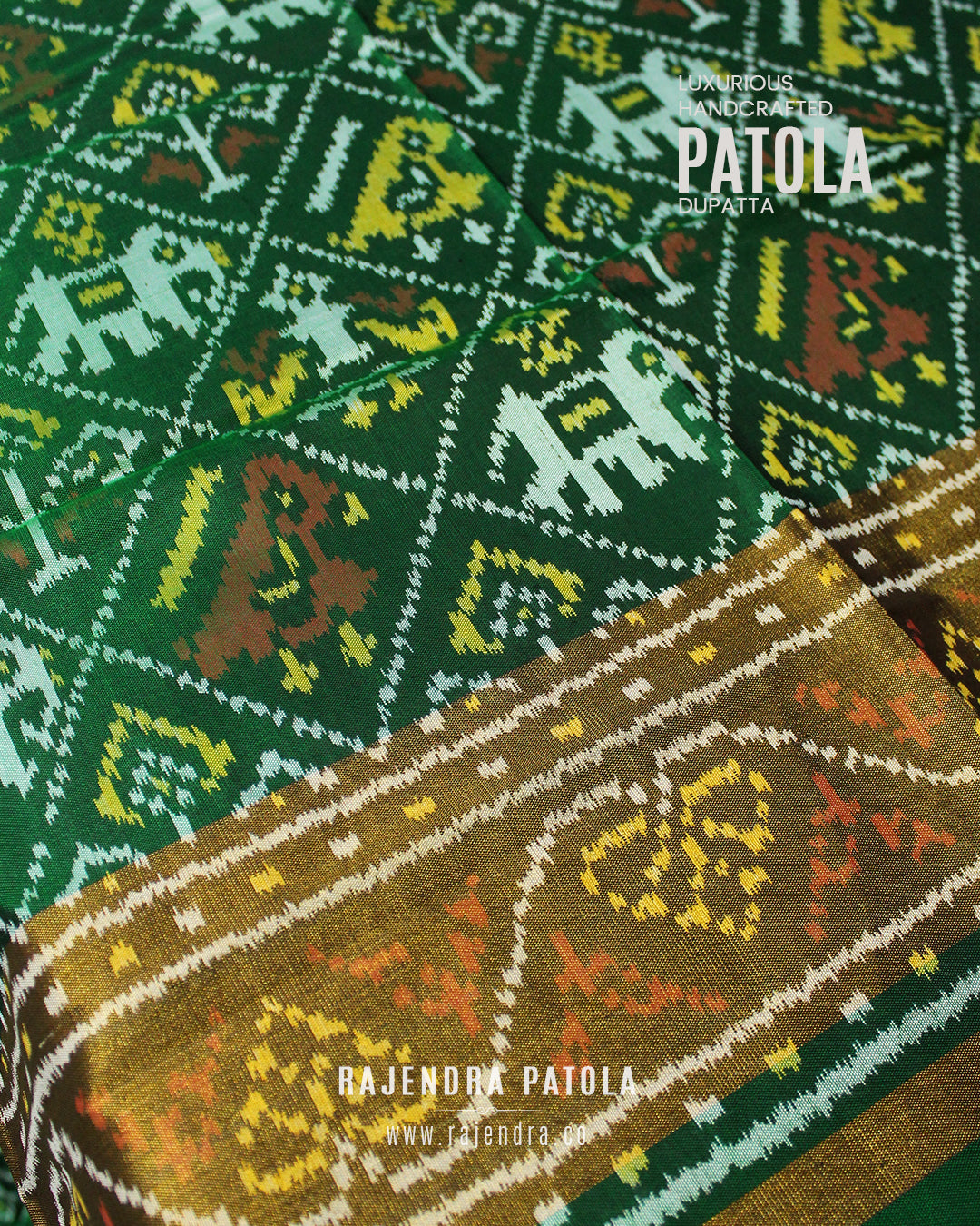 Traditional Hathi Popat Single Ikat Rajkot Patola Dupatta