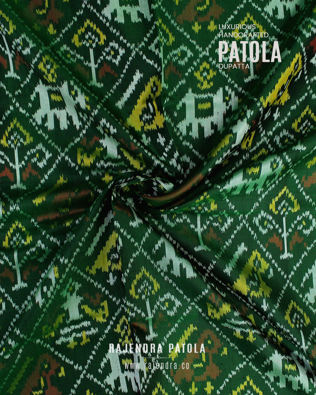 Traditional Hathi Popat Single Ikat Rajkot Patola Dupatta
