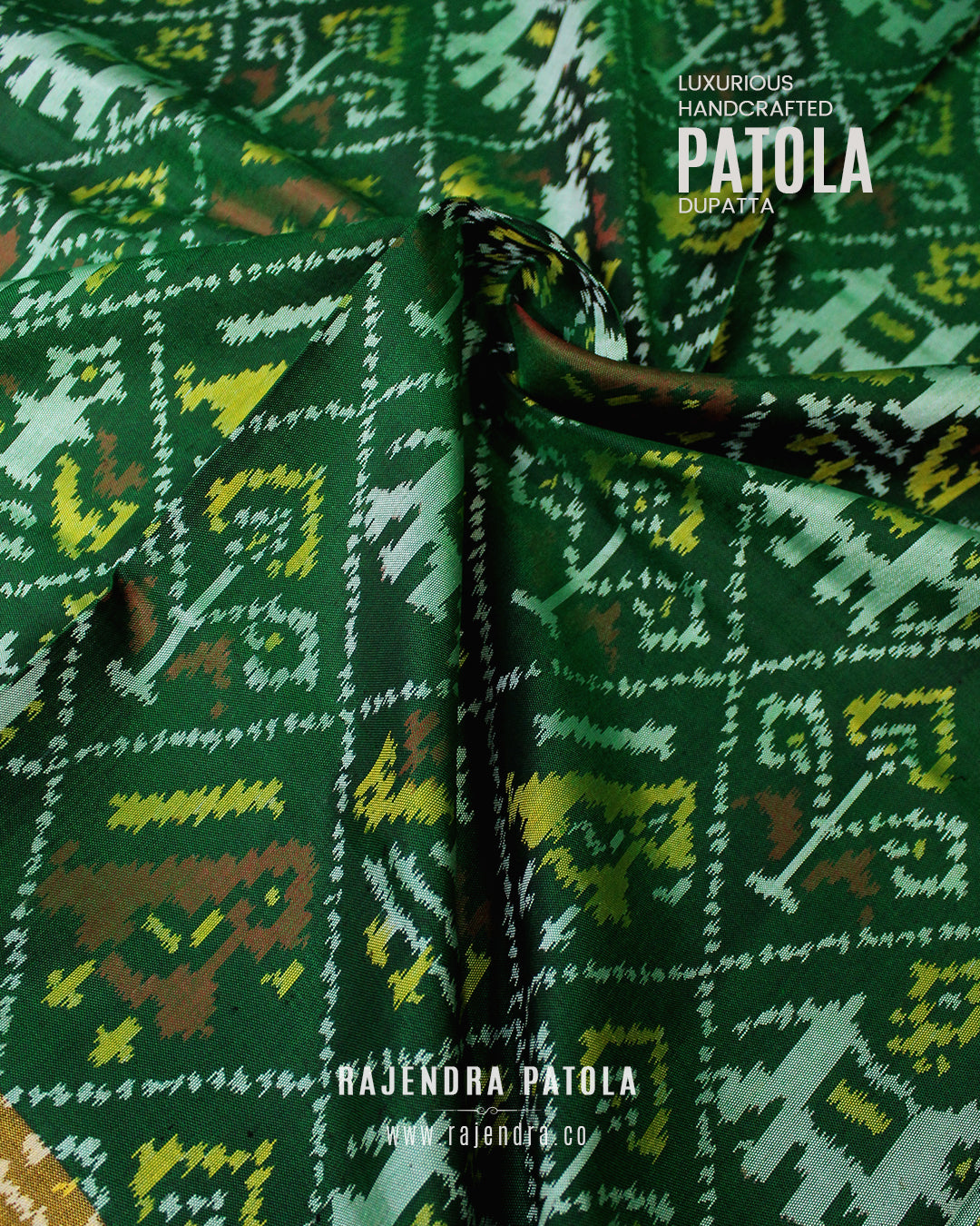 Traditional Hathi Popat Single Ikat Rajkot Patola Dupatta