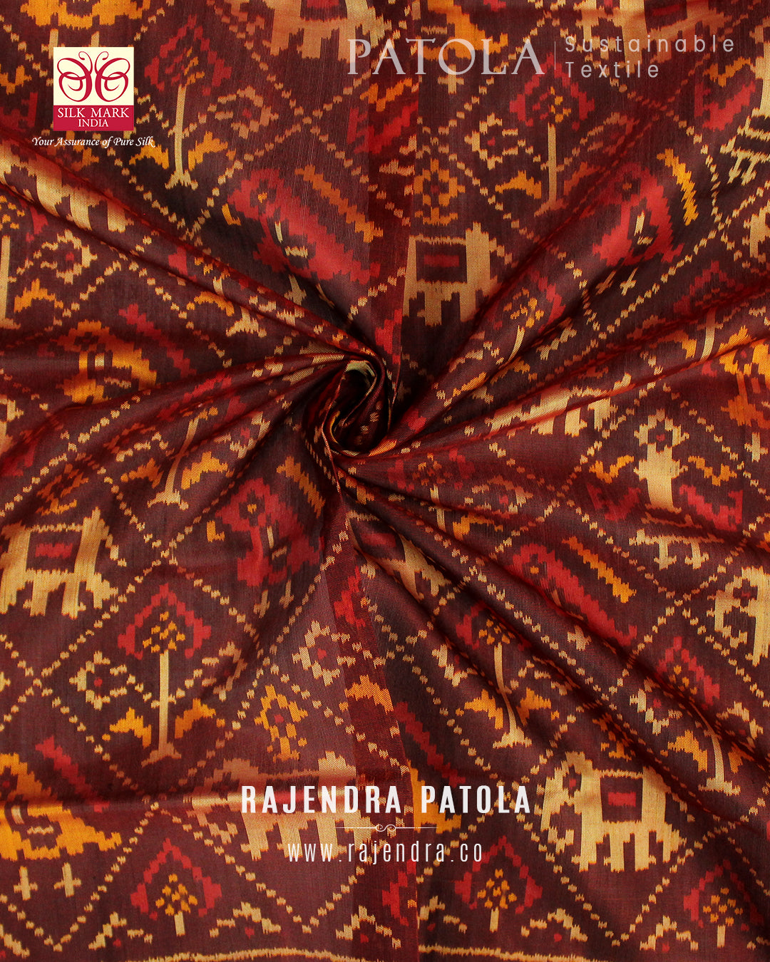 Traditional Hathi Popat Single Ikat Rajkot Patola Dupatta