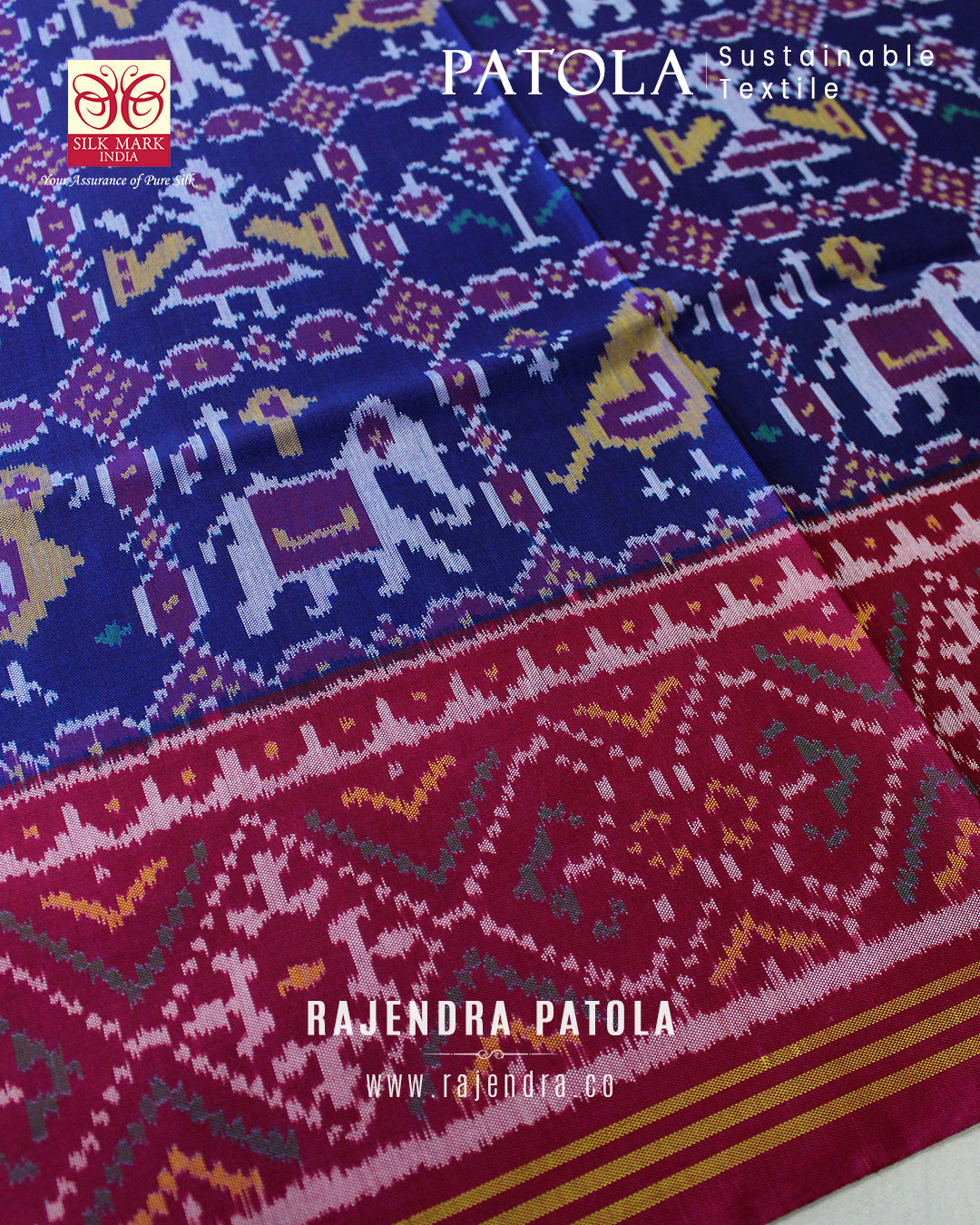 Traditonal Hathi Popat Semi Double Weave Rajkot Patola Dupatta