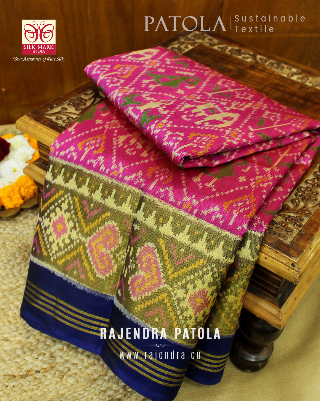 Traditional Hathi Popat Single Ikat Rajkot Patola Saree