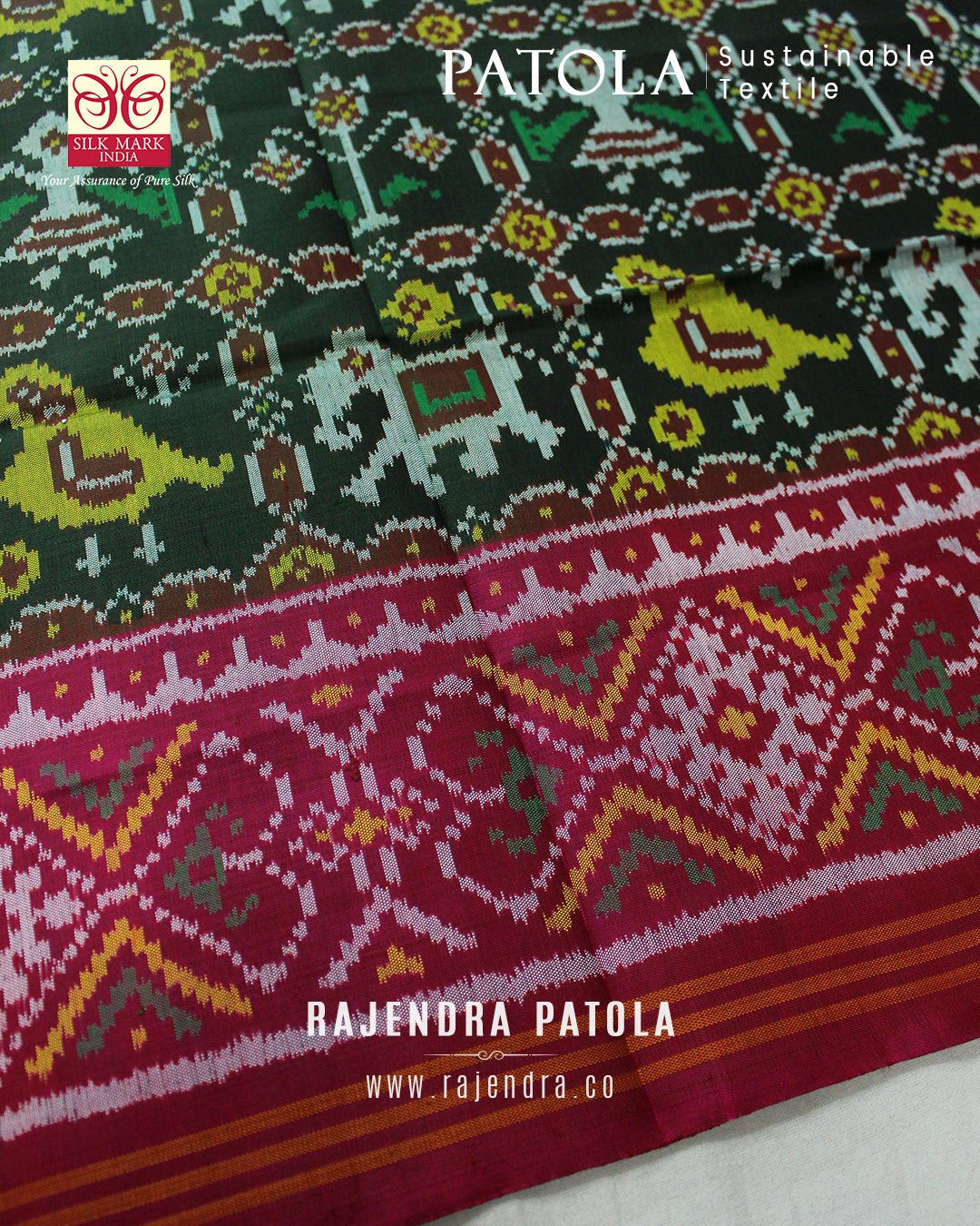 Traditional Hathi Popat Semi Double Weave Rajkot Patola Dupatta