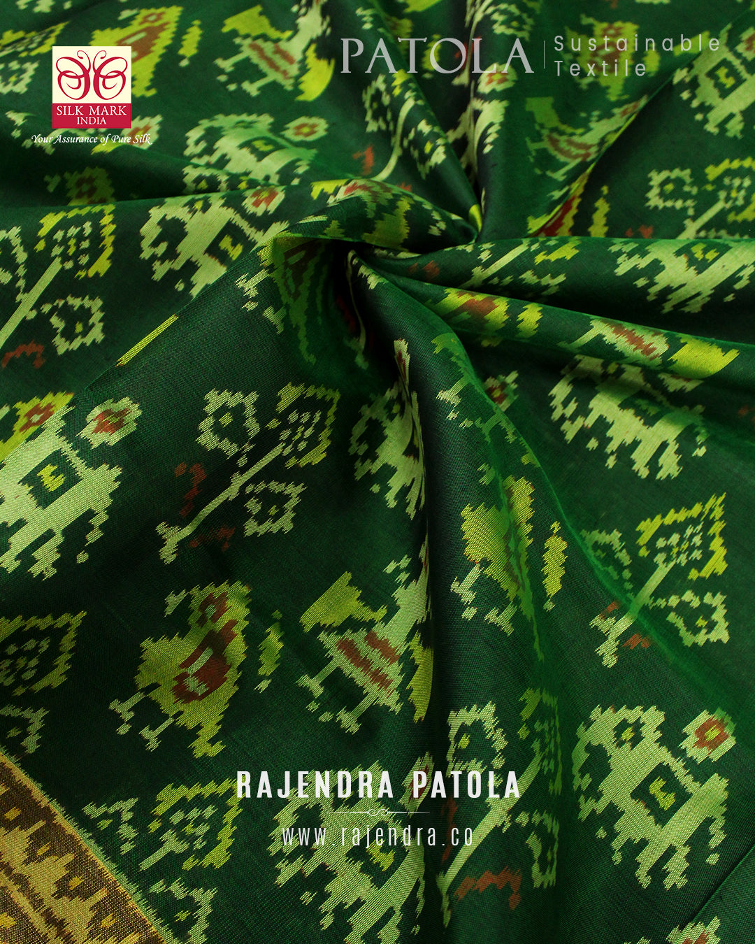 Traditional Hathi Popat Bhat Single Ikat Rajkot Patola Saree