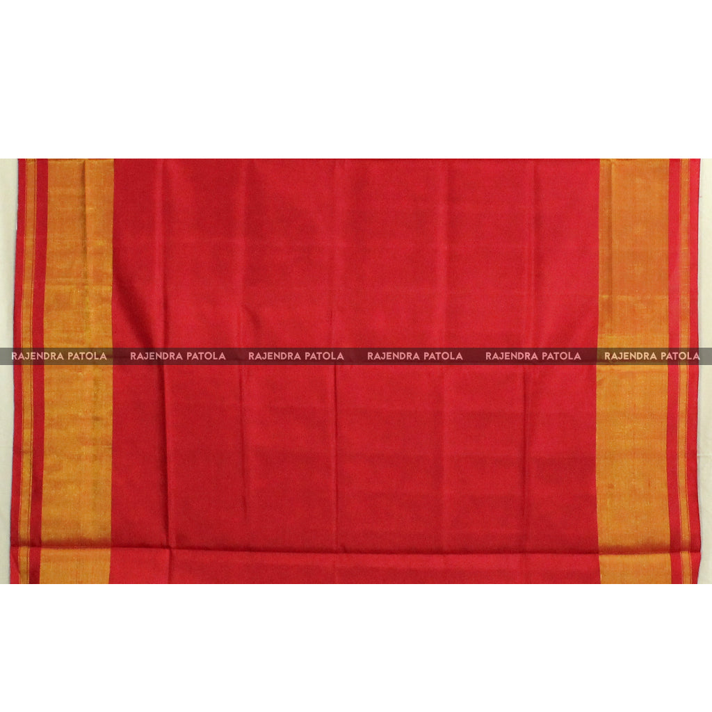 Traditional Hathi Popat Red Single Ikat Rajkot Patola Saree