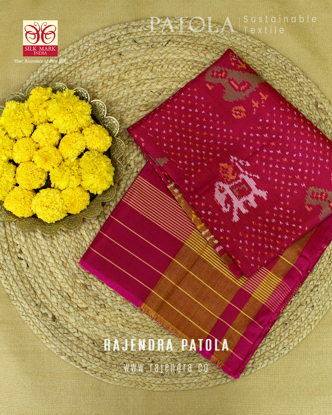 Traditional Hathi Popat Bhat Single Ikat Rajkot Patola Dupatta