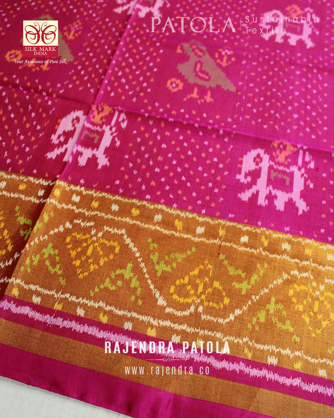 Traditional Hathi Popat Bhat Single Ikat Rajkot Patola Dupatta