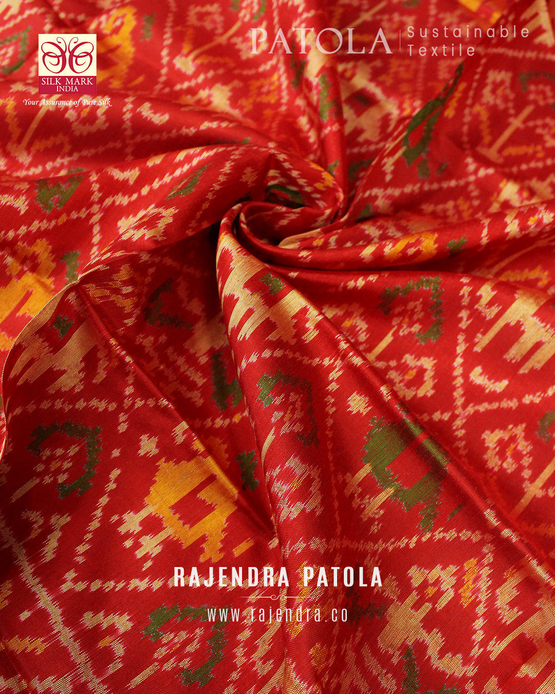 Traditional Hathi Popat Single Ikat Rajkot Patola Dupatta