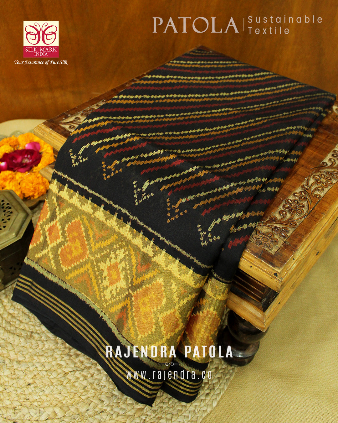 Exclusive Laheriya Bhat Single Ikat Rajkot Patola Saree