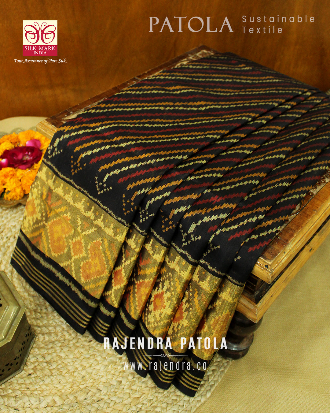 Exclusive Laheriya Bhat Single Ikat Rajkot Patola Saree