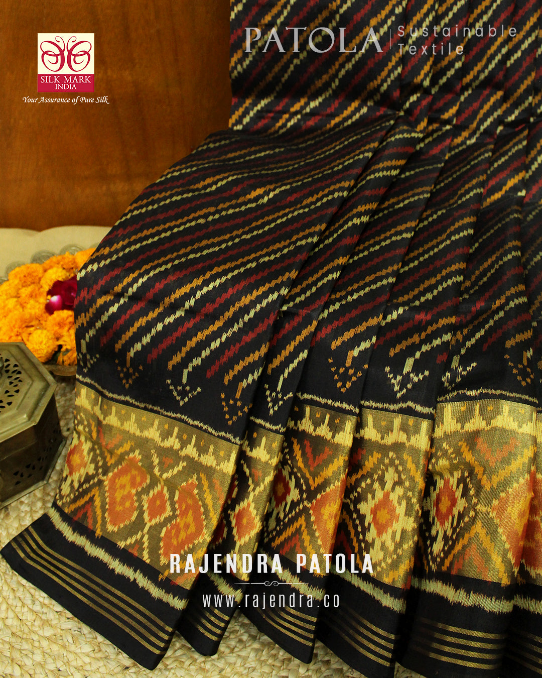 Exclusive Laheriya Bhat Single Ikat Rajkot Patola Saree