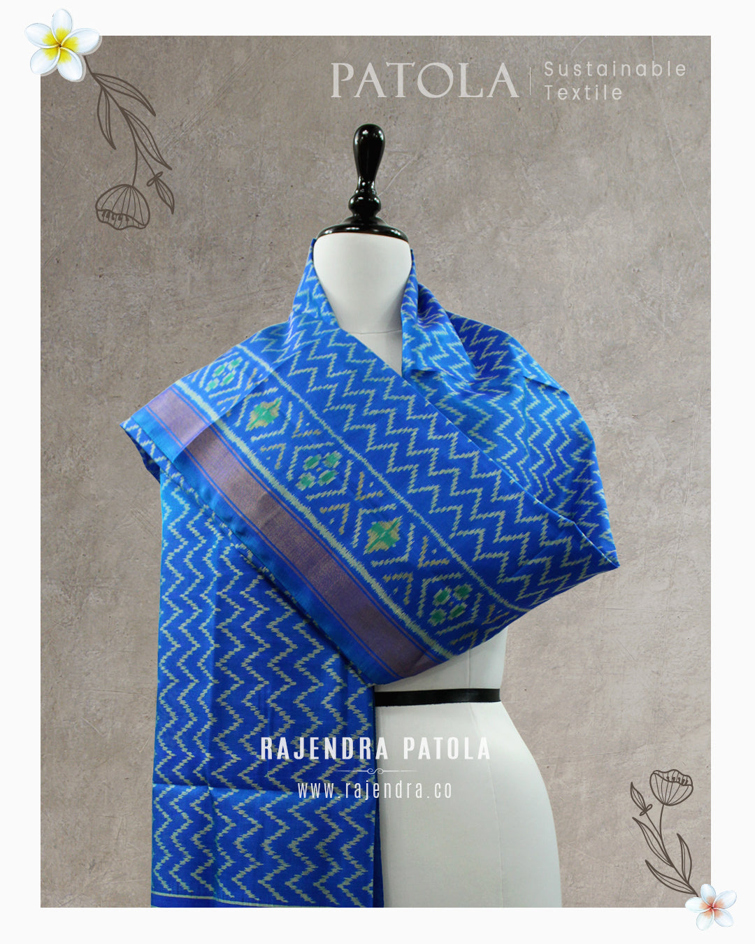 Traditional Laheriya Bhat Single Ikat Rajkot Patola Dupatta