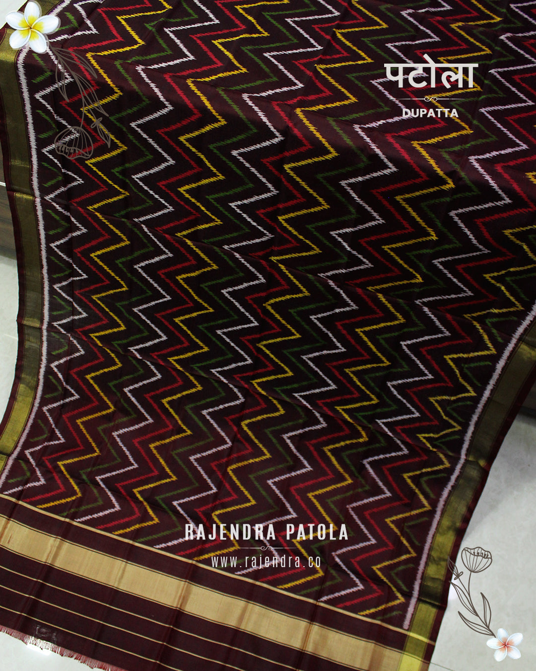 Exclusive Laheriya Maroon Rajkot Patola Dupatta