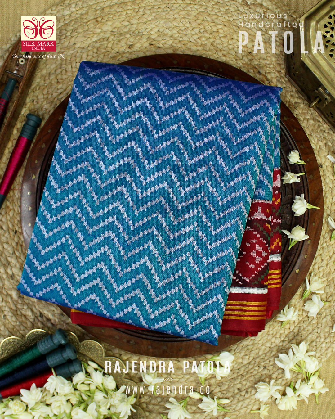 Exclusive Laheriya Design Semi Double Weave Rajkot Patola Saree