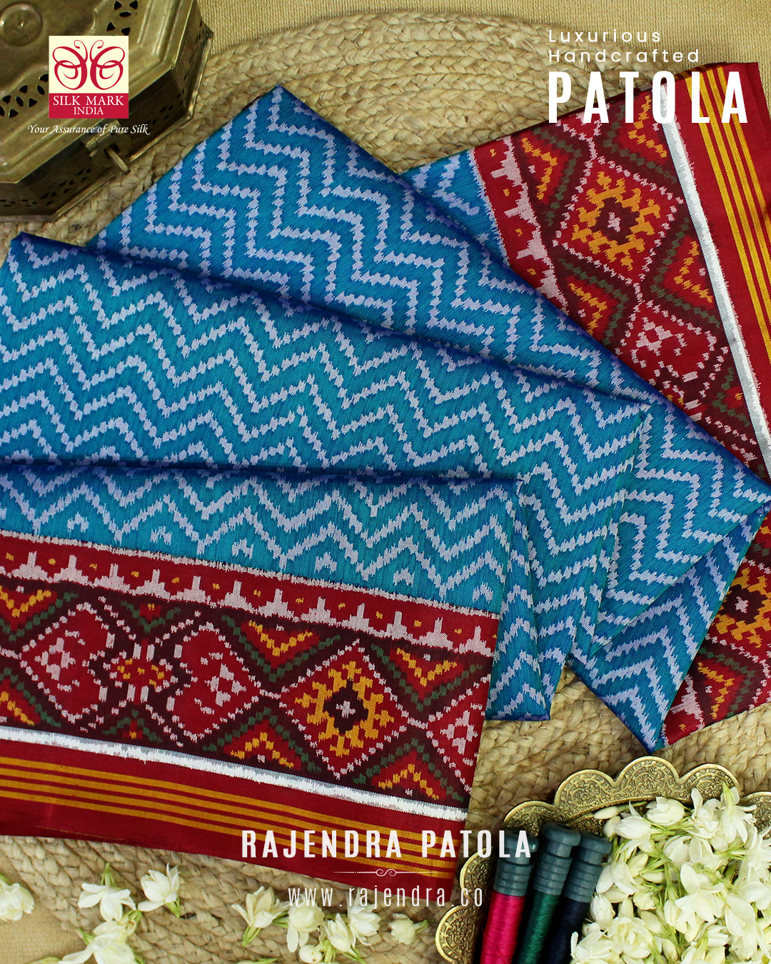 Exclusive Laheriya Design Semi Double Weave Rajkot Patola Saree
