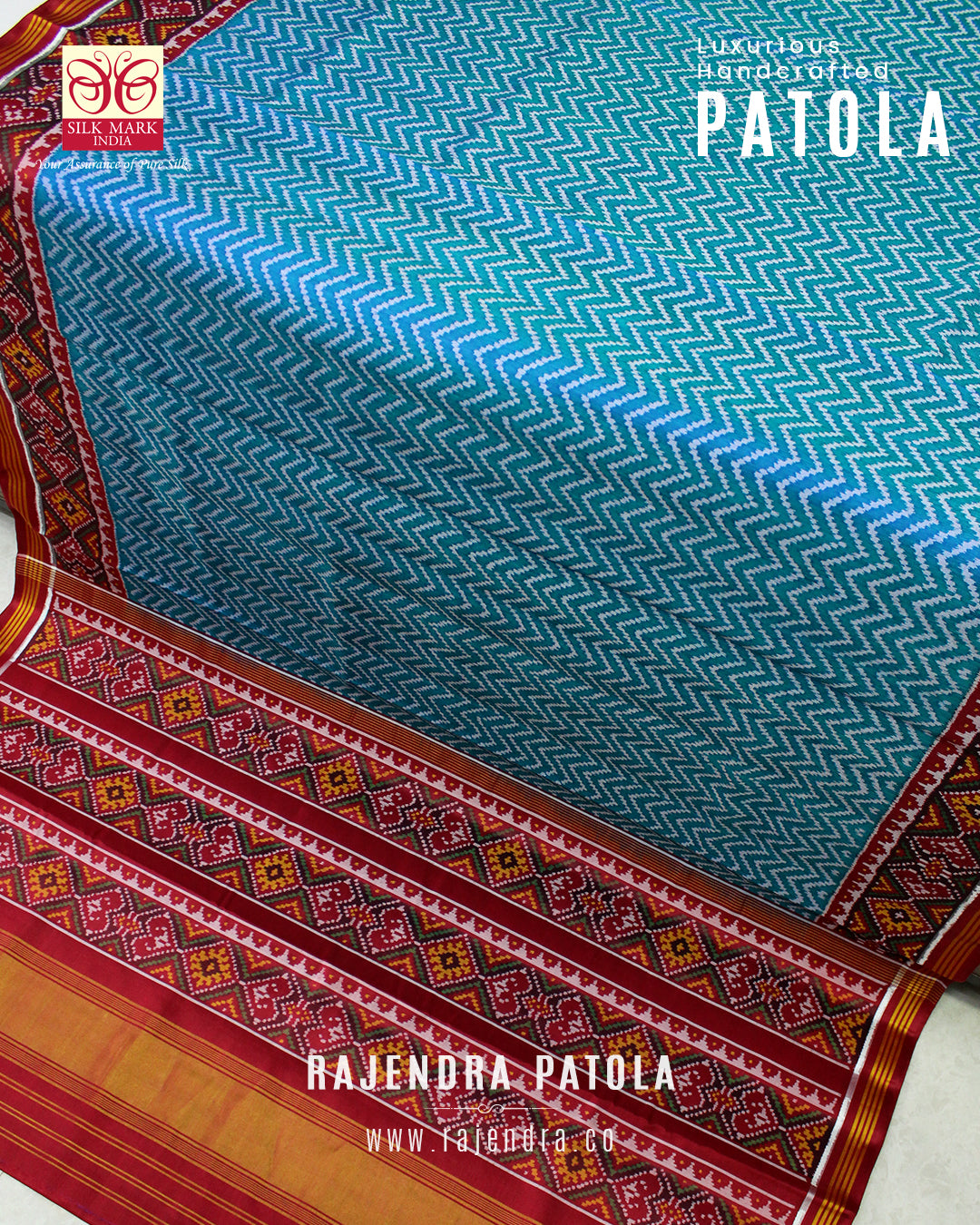 Exclusive Laheriya Design Semi Double Weave Rajkot Patola Saree