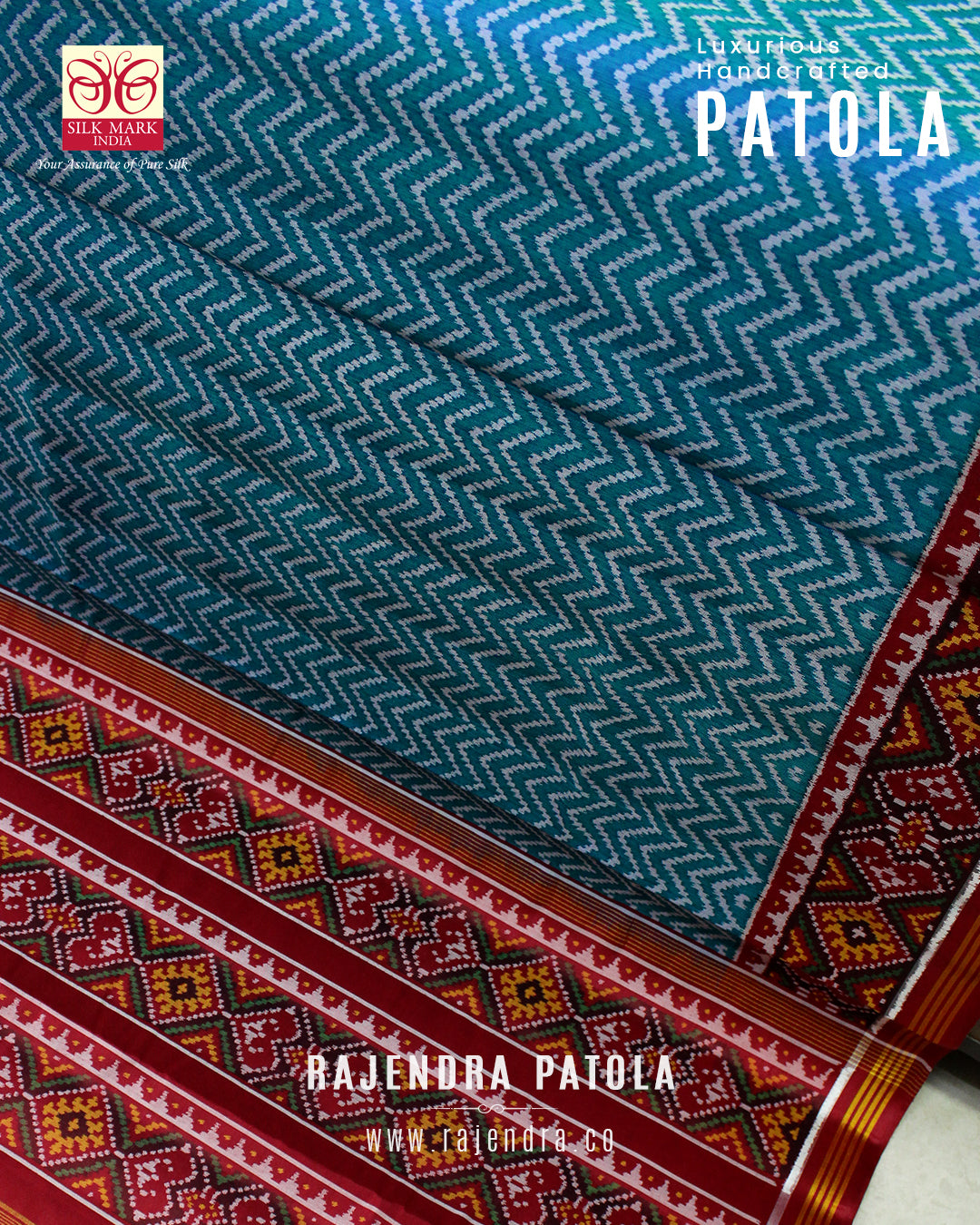 Exclusive Laheriya Design Semi Double Weave Rajkot Patola Saree