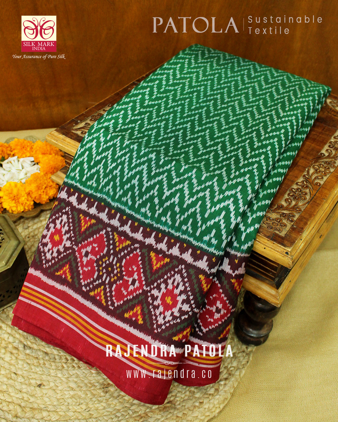 Exclusive Laheriya Bhat Semi Double Weave Rajkot Patola Saree