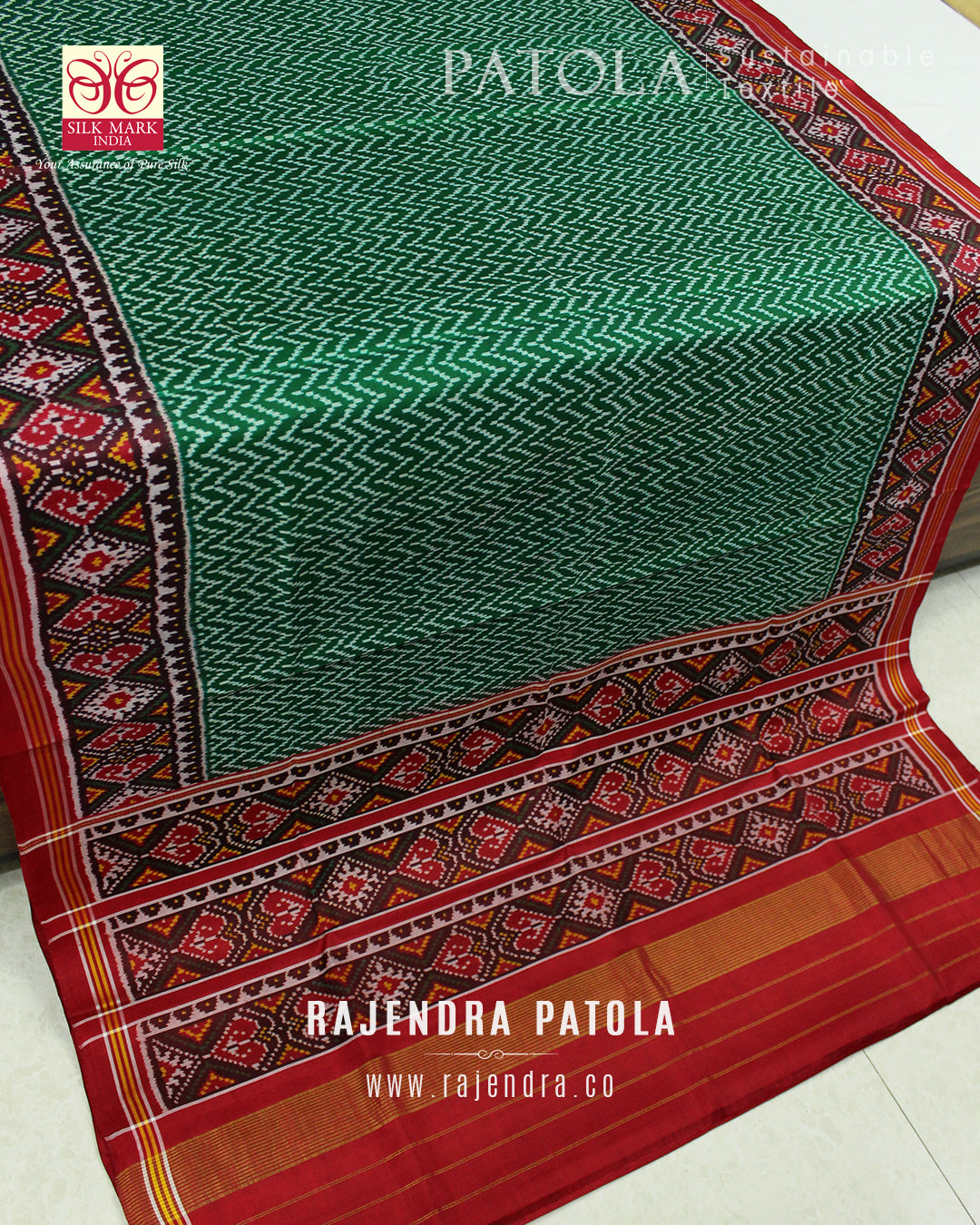 Exclusive Laheriya Bhat Semi Double Weave Rajkot Patola Saree