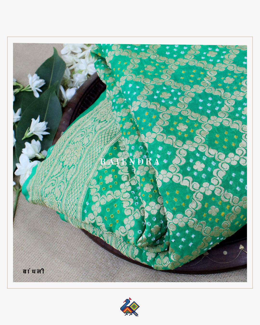 Traditional Light Green Pure Georgette Banarasi Bandhani Saree