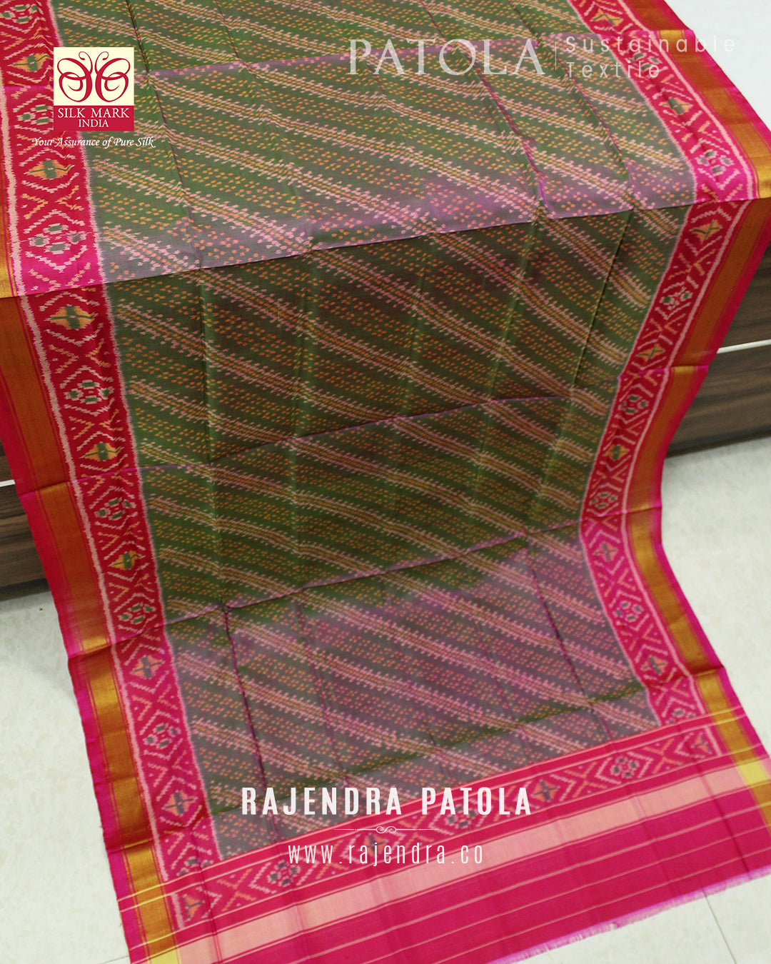 Fancy Laheriya Bhat Single Ikat Rajkot Patola Dupatta