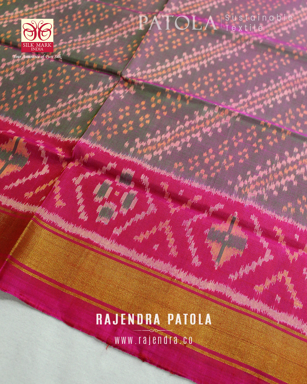 Fancy Laheriya Bhat Single Ikat Rajkot Patola Dupatta