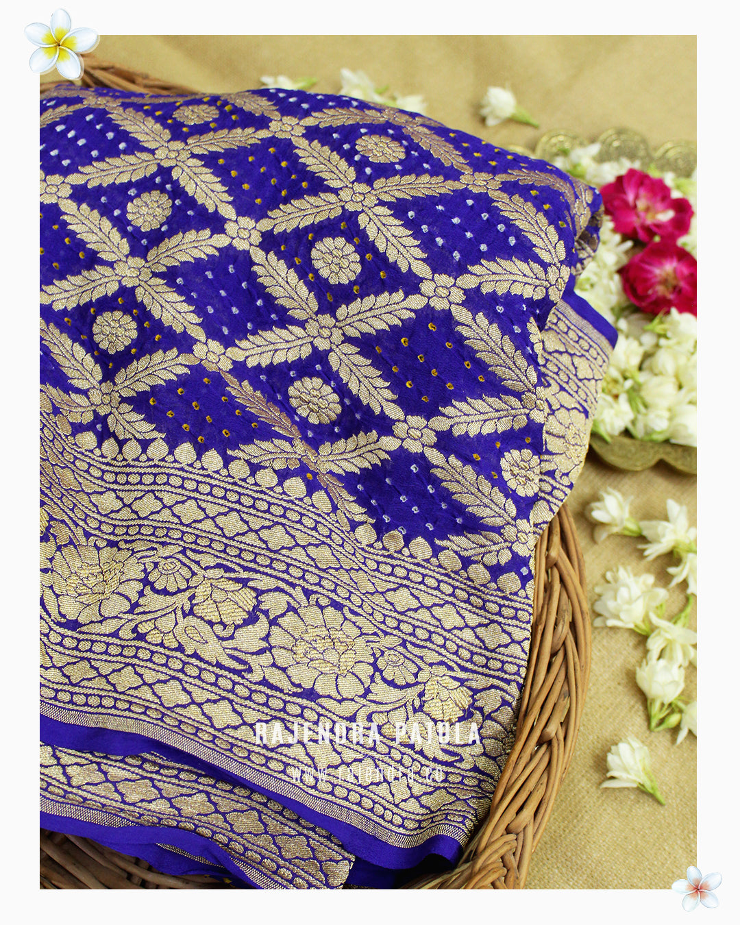 Pure Georgette Handloom Banarasi Bandhani Saree