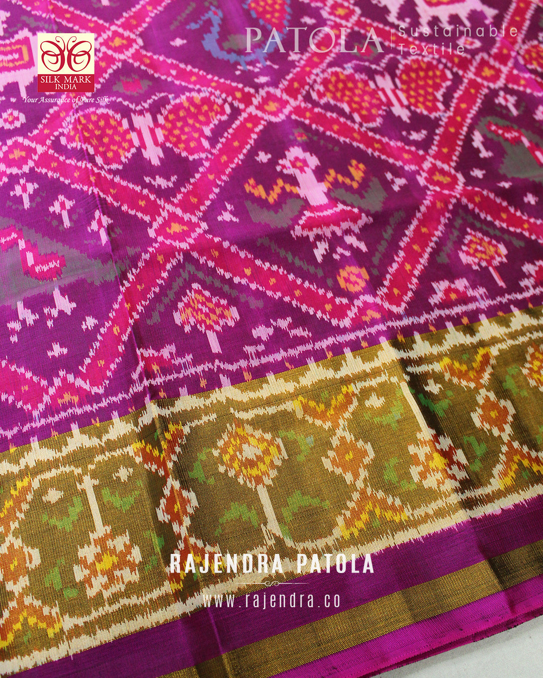 Exclusive Nari Kunjar Bhat Single Ikat Rajkot Patola Saree