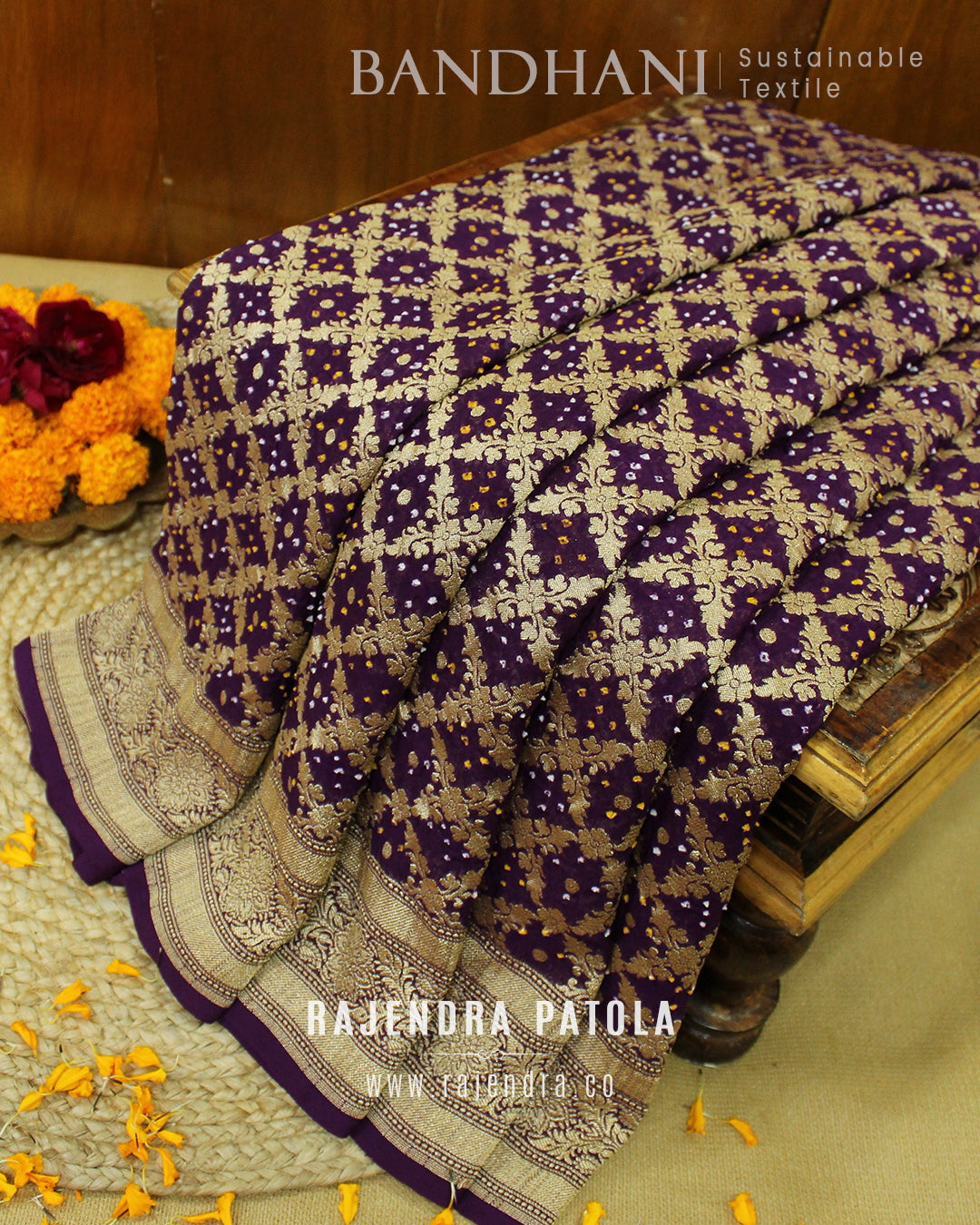 Traditional Magenta Pure Georgette Banarasi Bandhani Saree