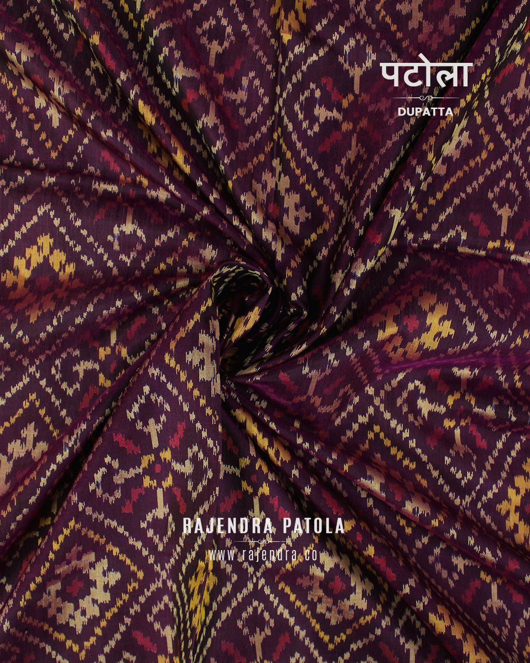 Traditional Panchanda Bhat Magenta Rajkot Patola Dupatta