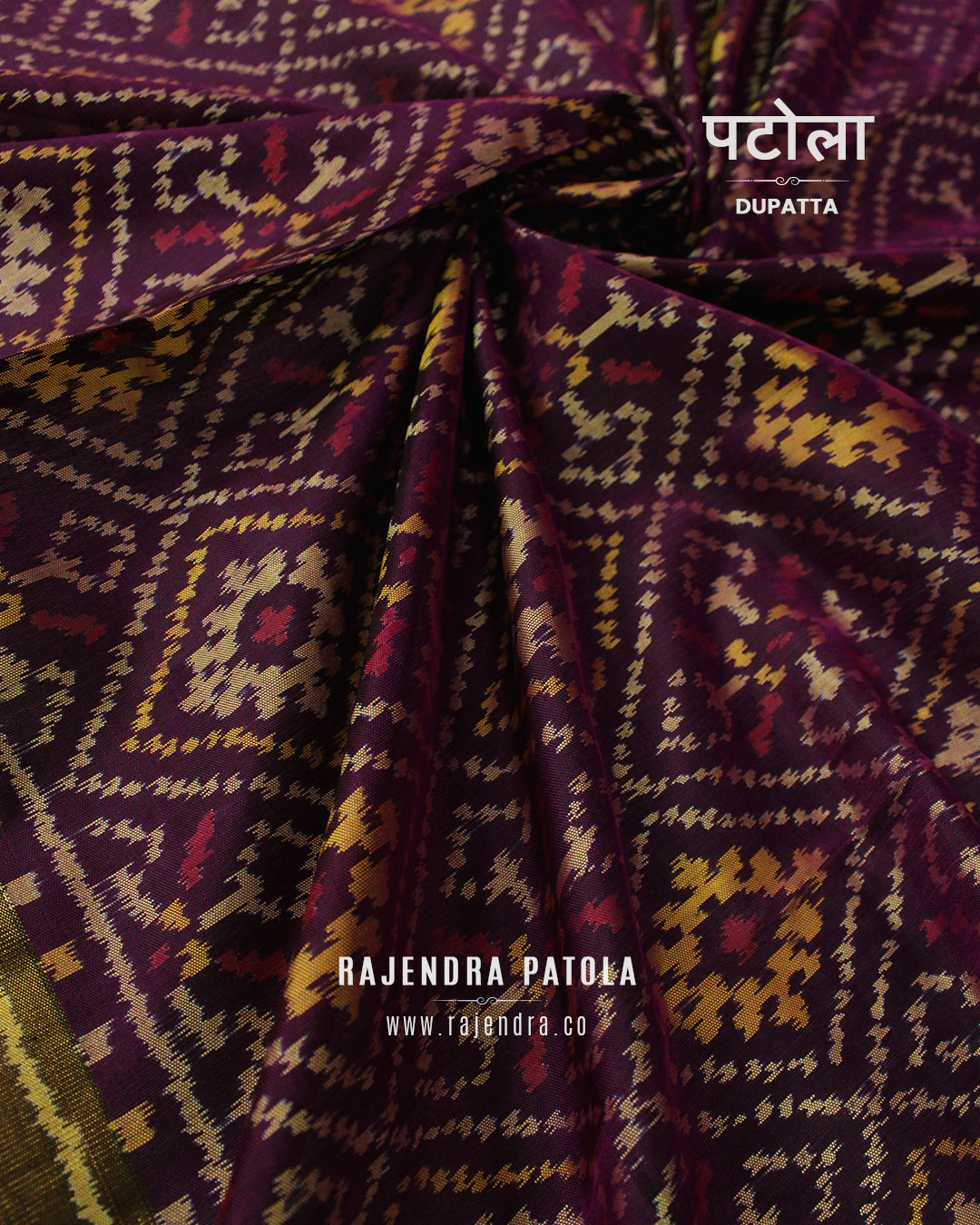 Traditional Panchanda Bhat Magenta Rajkot Patola Dupatta