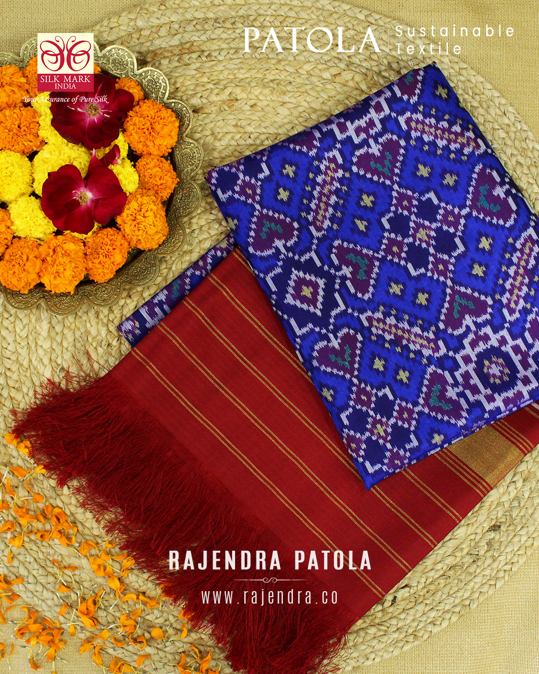 Traditional Manekchowk Bhat Semi Double Weave Rajkot Patola Dupatta