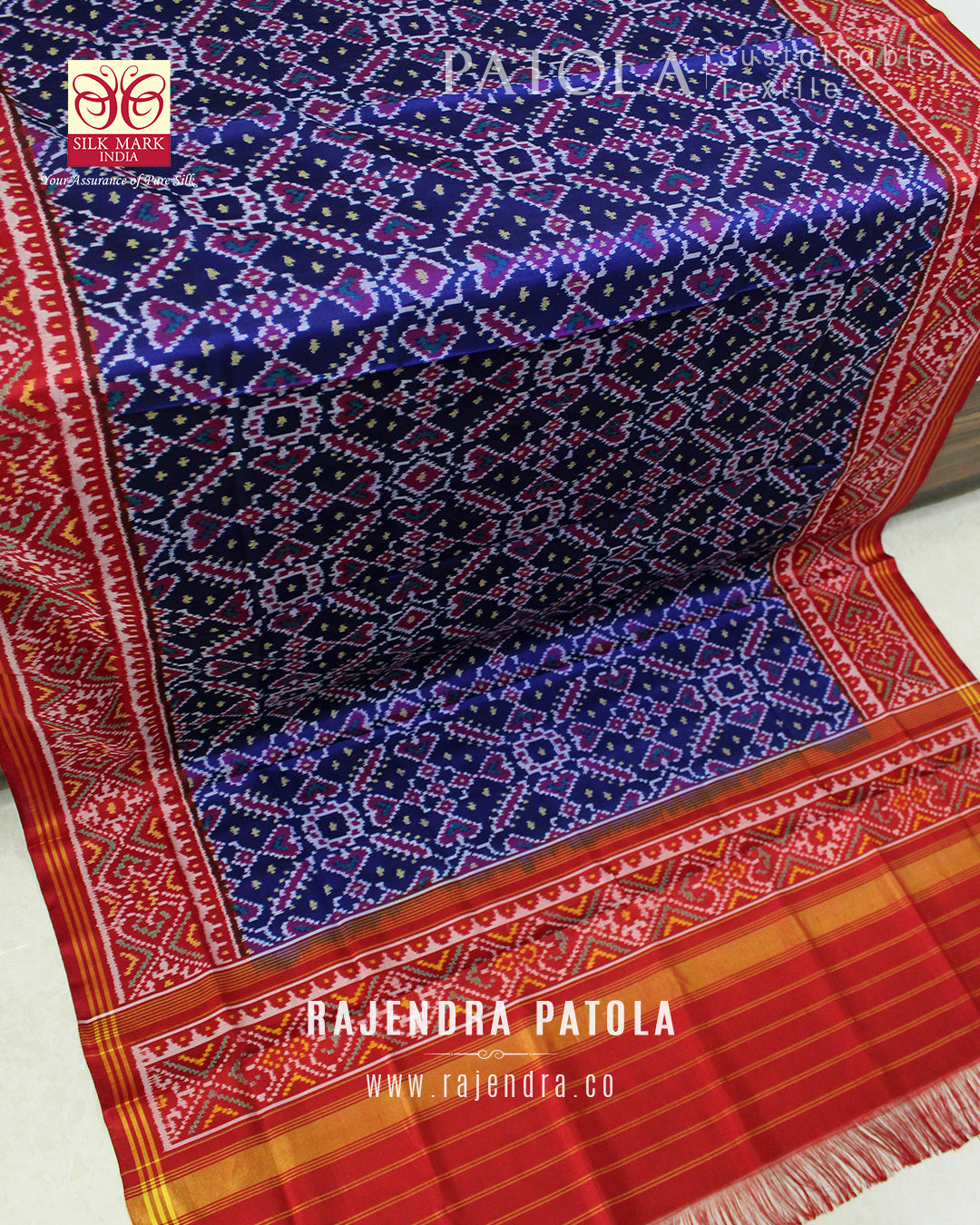 Traditional Manekchowk Bhat Semi Double Weave Rajkot Patola Dupatta